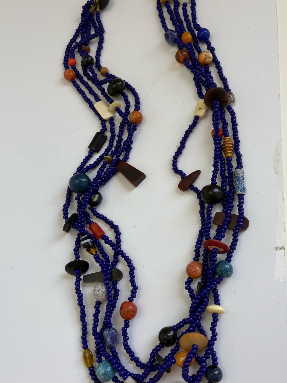 Handmade Blue Multi-Bead Layered Necklace - Artisan Women Jewelry